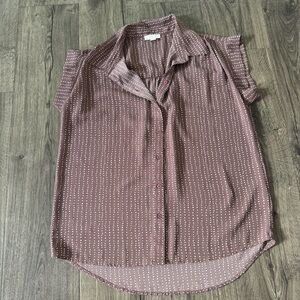 14th & Union Polka Dot Button-Down Shirt size small women brown/pinkish